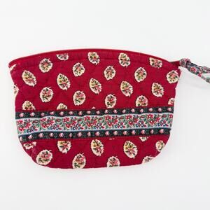 Vera Bradley Red Leaf Retired 1997 Vintage Quilted Cosmetic Pouch Zip Case Bag